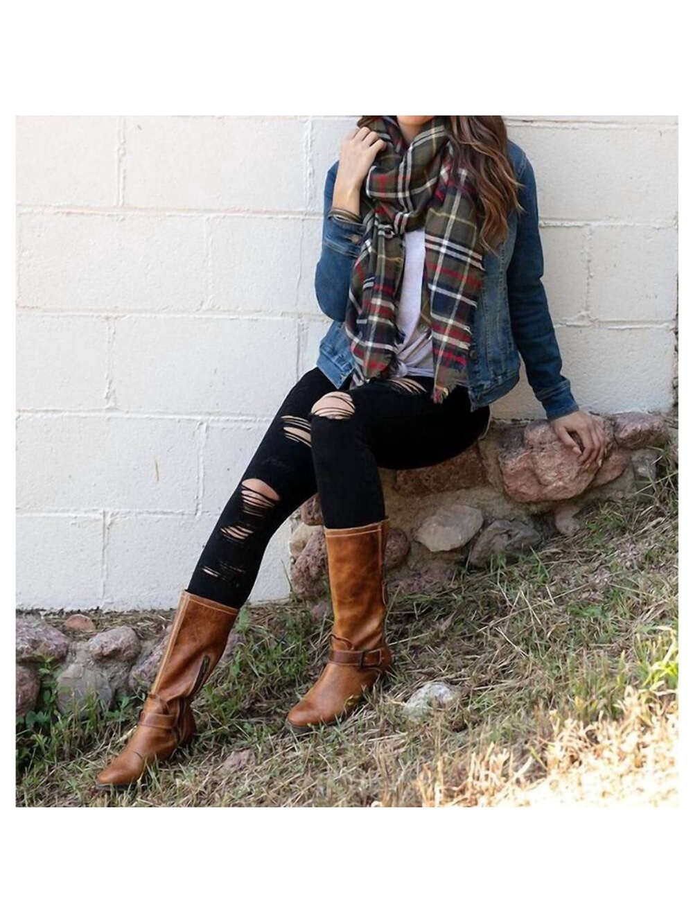 Grace & Lace Black Women’s Ripped Skinny Jeans with tummy control